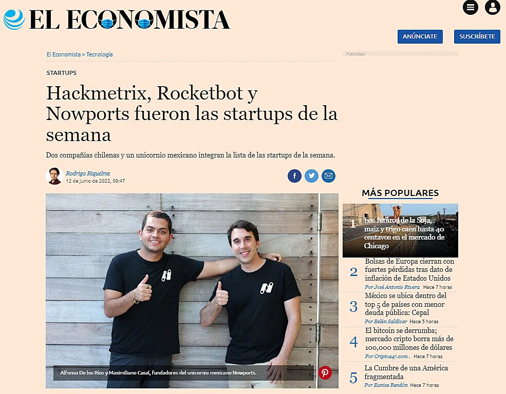 Hackmetrix, Rocketbot y Nowports fueron las startups de la semana